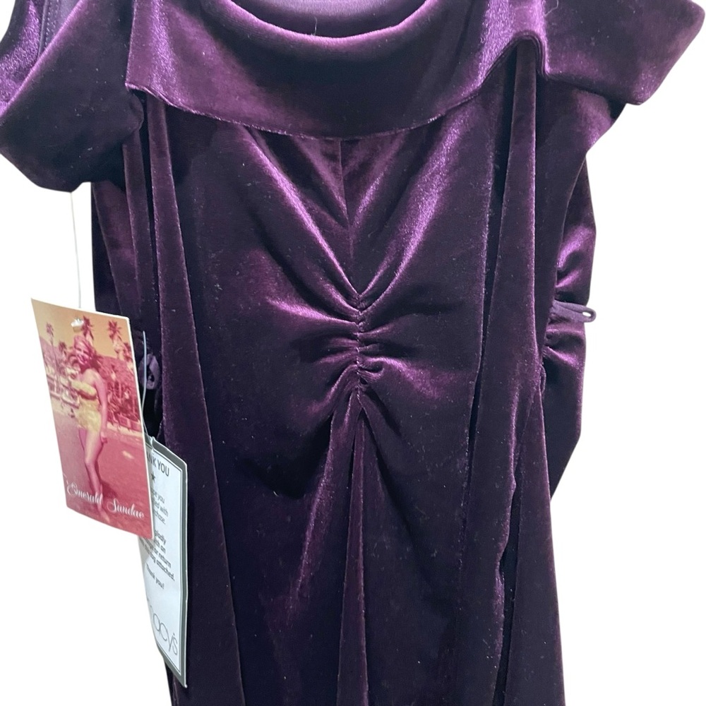 Emerald Sundae Velvet Off Shoulder Bodycon Dress Purple Women Size Large NWT - Picture 5 of 9